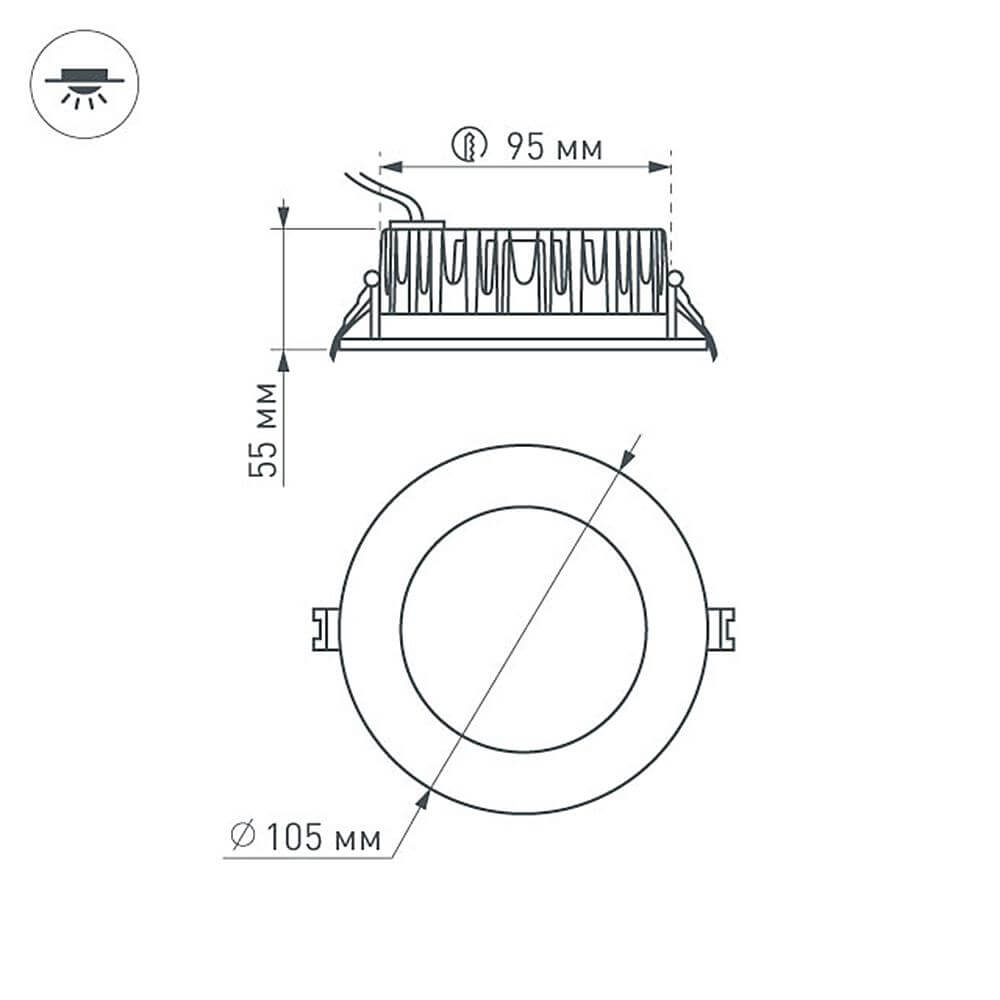 Встраиваемый светодиодный светильник Arlight LTD-105WH-Frost-9W Day White 021492