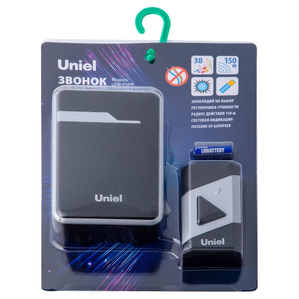 Беспроводной звонок Uniel UDB-016W-R1T1-38S-150M-BL/SL UL-00011372