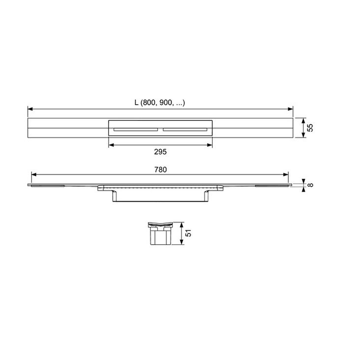 TECE Профиль для душа с сифоном TECEdrainprofile, 900 мм, PVD Polished Gold Optic