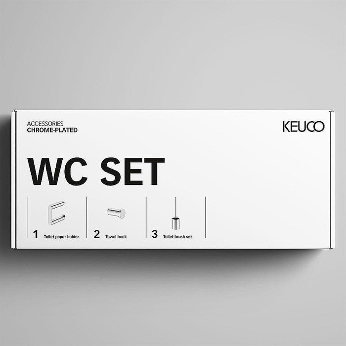 Keuco Plan Набор аксессуаров 3 в 1: Держатель т/б, крючок, туалетный ерш, цвет: хром