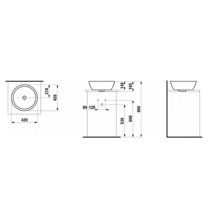 Laufen Pro B Раковина-чаша 42х42х14 см, без отв., цвет: белый