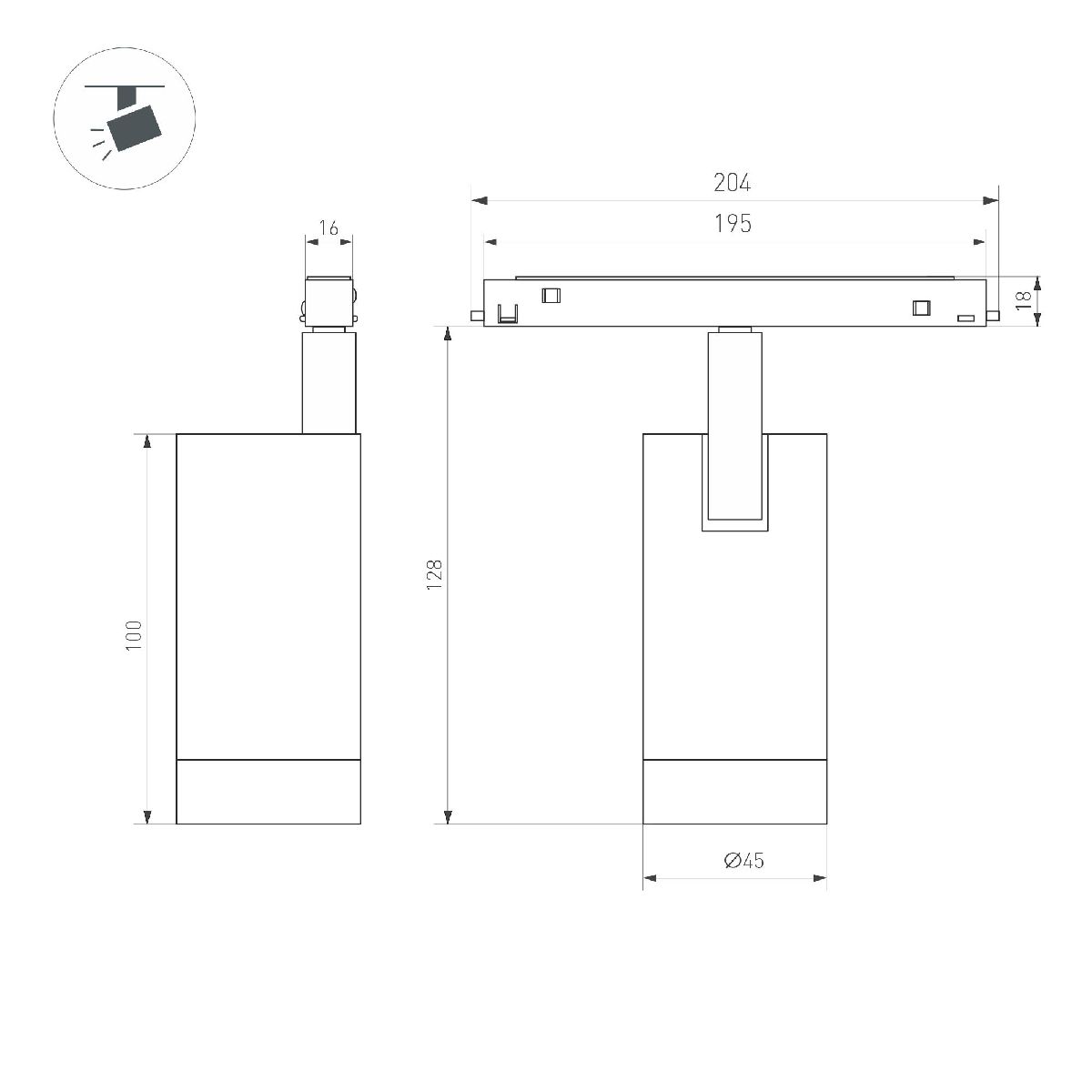 Трековый магнитный светильник Arlight MAG-FLEX-SPOT-R45-12W Day4000 (BK, 24 deg, 48V) 047201