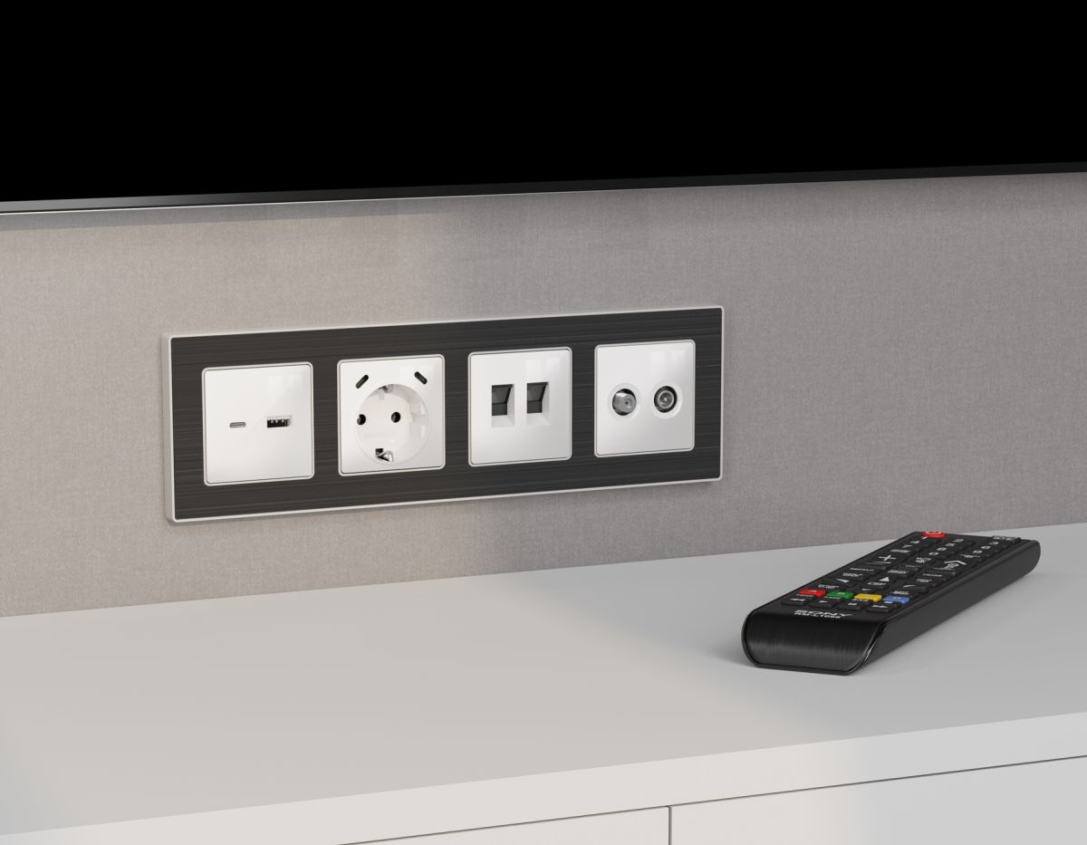 Комплект механизма розетки TV оконечной + SAT 5-862MHz 3.5dB/950-2150MHz 3.5dB Alfa Белый глянец Quant Ambrella Volt MA113310 (AP1133, VM217)