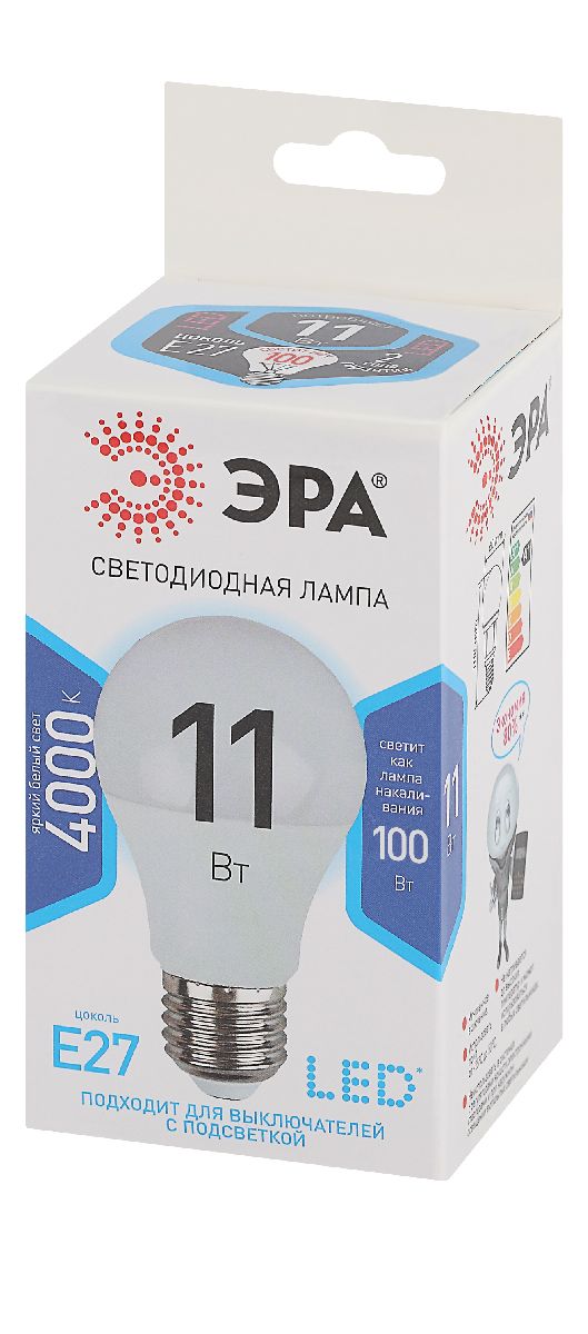 Лампа светодиодная Эра E27 11W 4000K LED A60-11W-840-E27 Б0029821