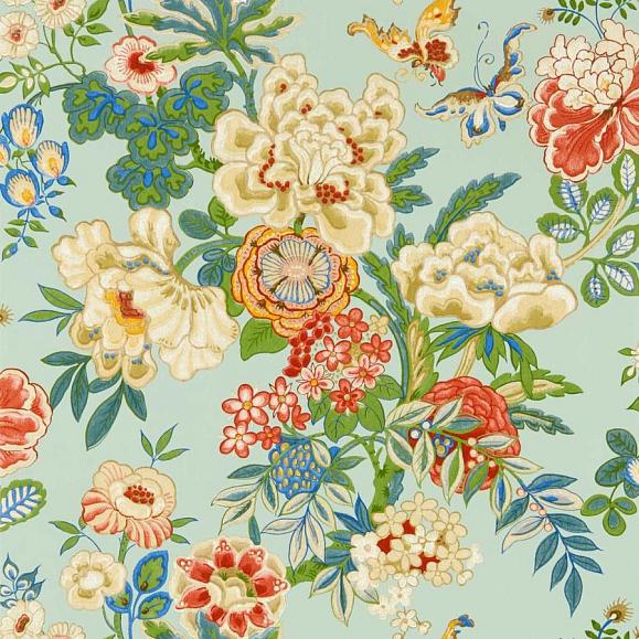 Обои Sanderson 217122 Emperor Peony Jade/Apricot
