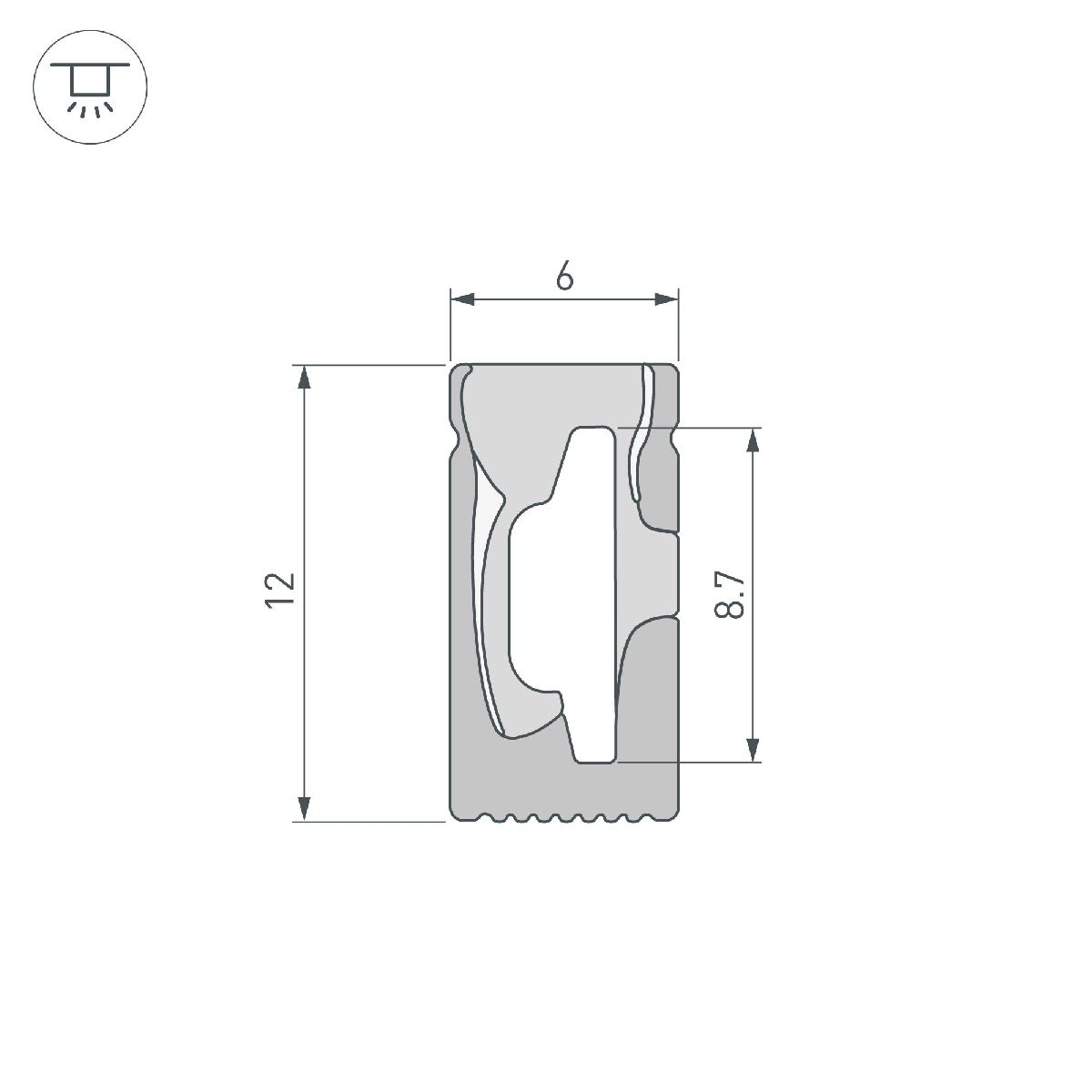 Силиконовый профиль Arlight WPH-FLEX-0612-SIDE-S8-5m BLACK 045782