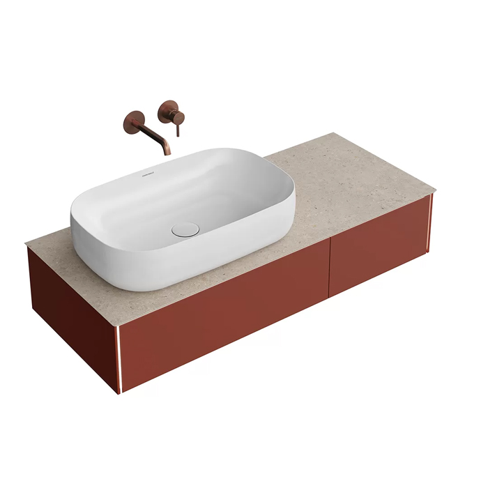 Kerama Marazzi Magica Тумба подвесная, 115.4х48.5х22см., 2 ящика, цвет: венецианский красный матовый