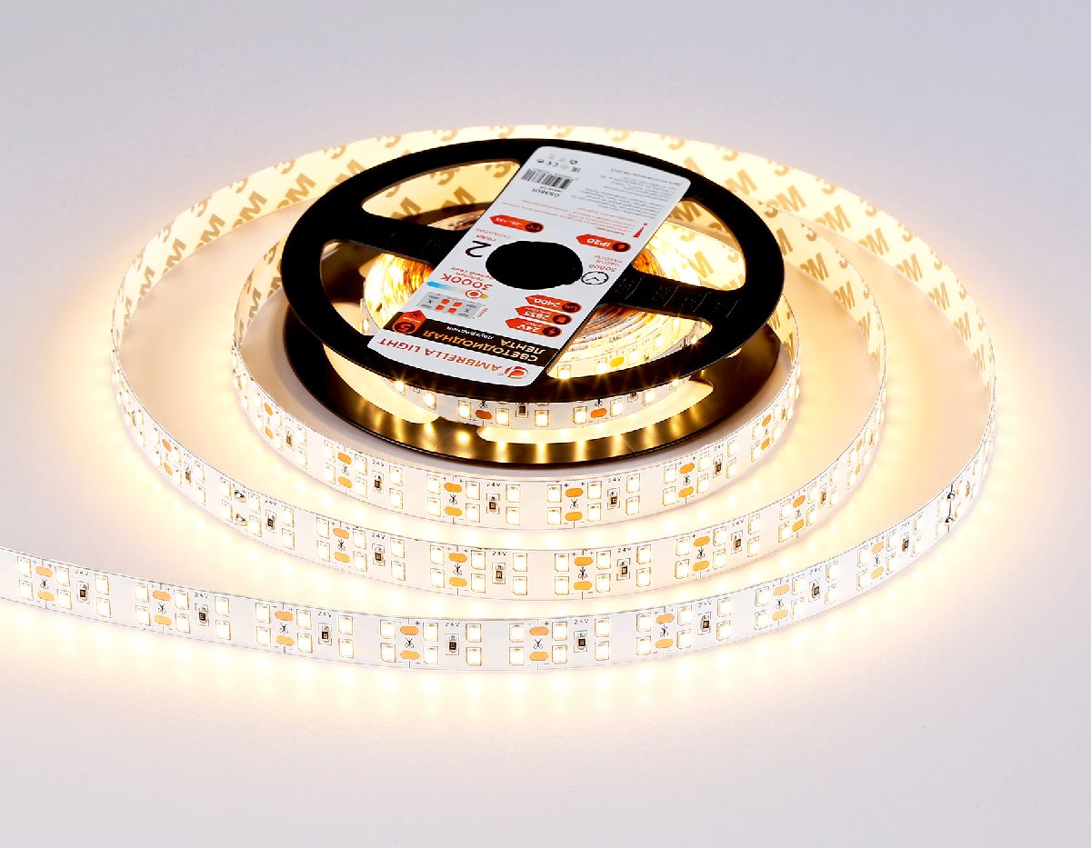 Светодиодная лента двухрядная Ambrella Light LED Strip 24В 2835 20Вт/м 3000K 5м IP20 GS3601