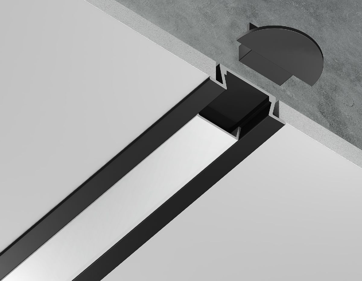 Алюминиевый встраиваемый профиль Ambrella Light Alum Profile GP1001BK