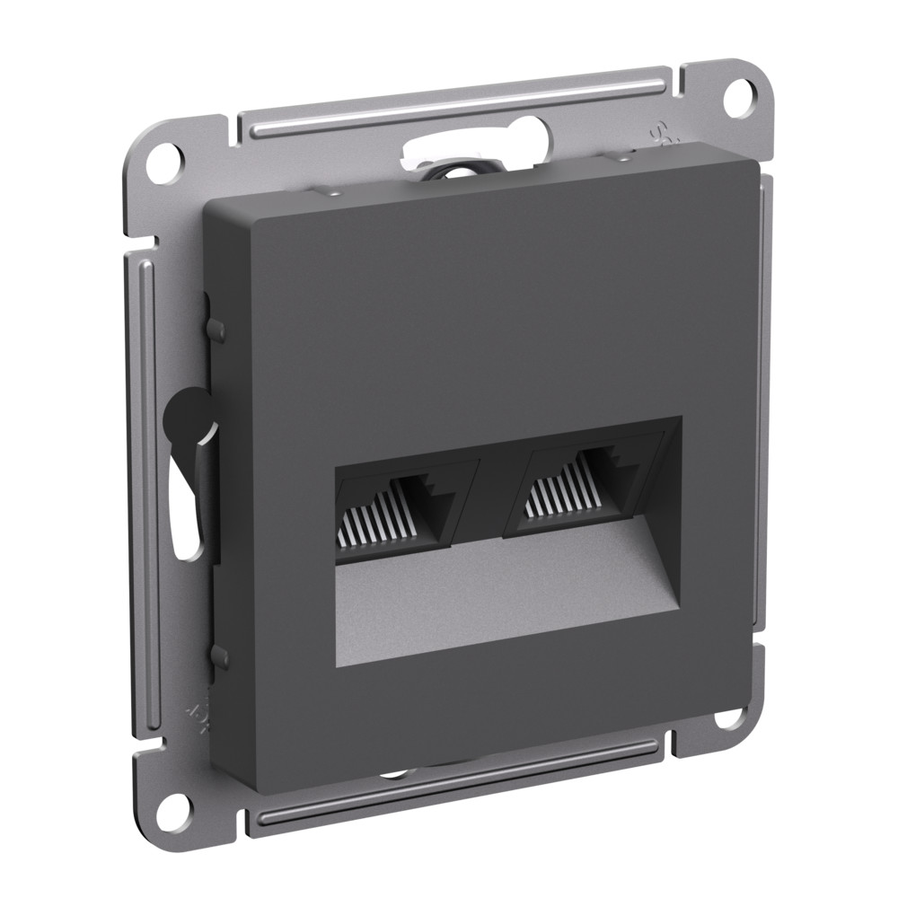 Розетка двойная компьютерная RJ45+RJ45, кат.5Е, механизм Systeme Electric AtlasDesign Базальт ATN001485