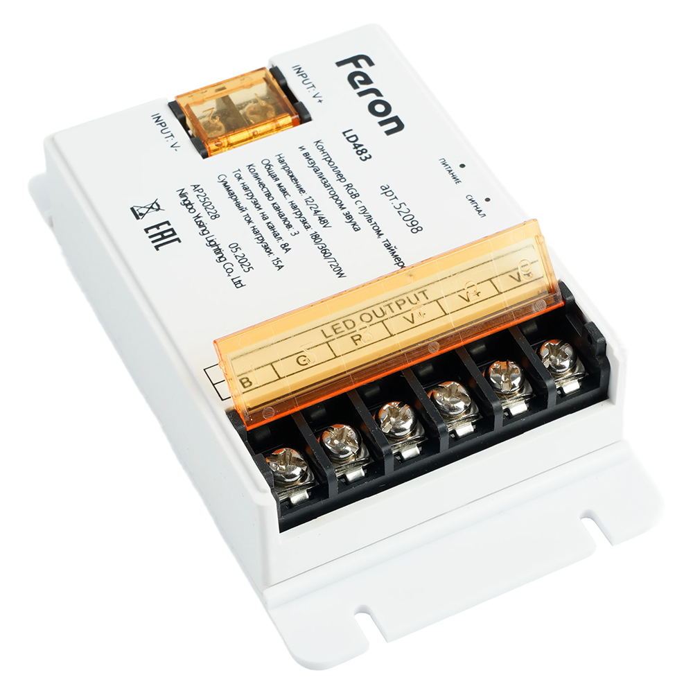 Контроллер RGB с пультом, таймером и визуализатором звука Feron LD483 12-24-48V 52098