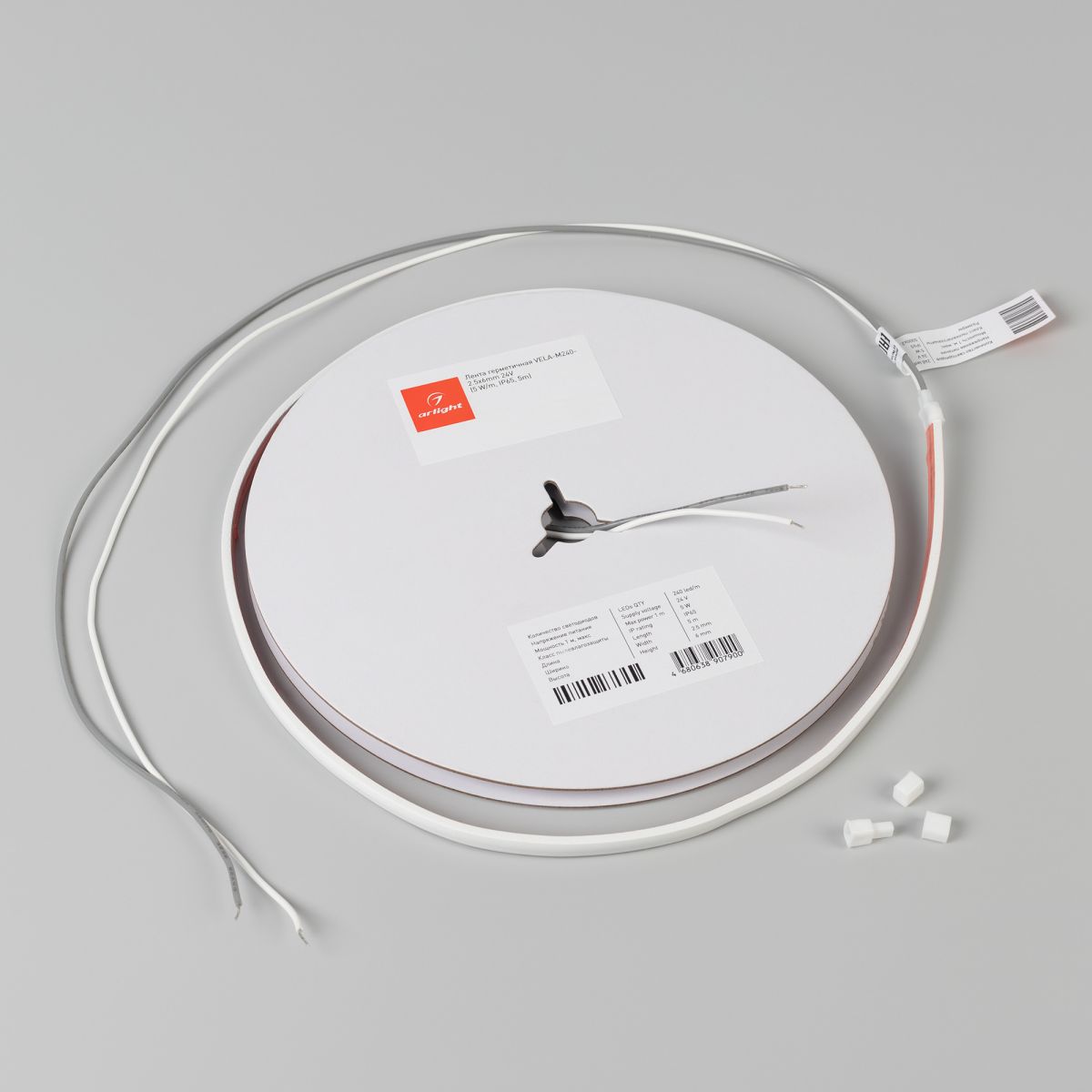 Светодиодная лента герметичная Arlight VELA-M240-2.5x6mm 24V White6000 (5 W/m, IP65, 5m) 053266
