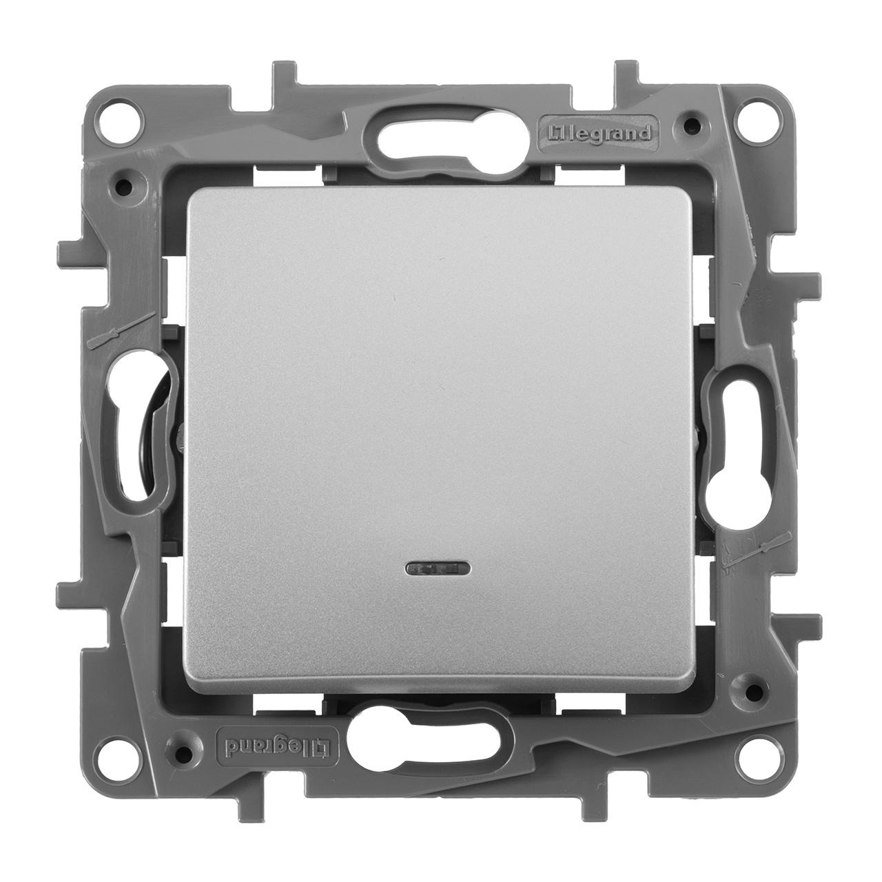 Выключатель одноклавишный Legrand Etika 10A 250V с подсветкой алюминий 672403