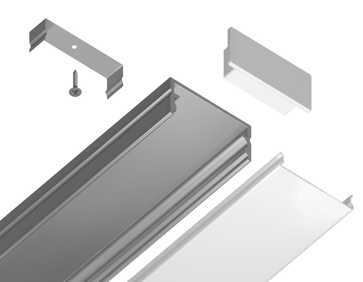 Алюминиевый накладной профиль Ambrella Light Alum Profile GP2001AL