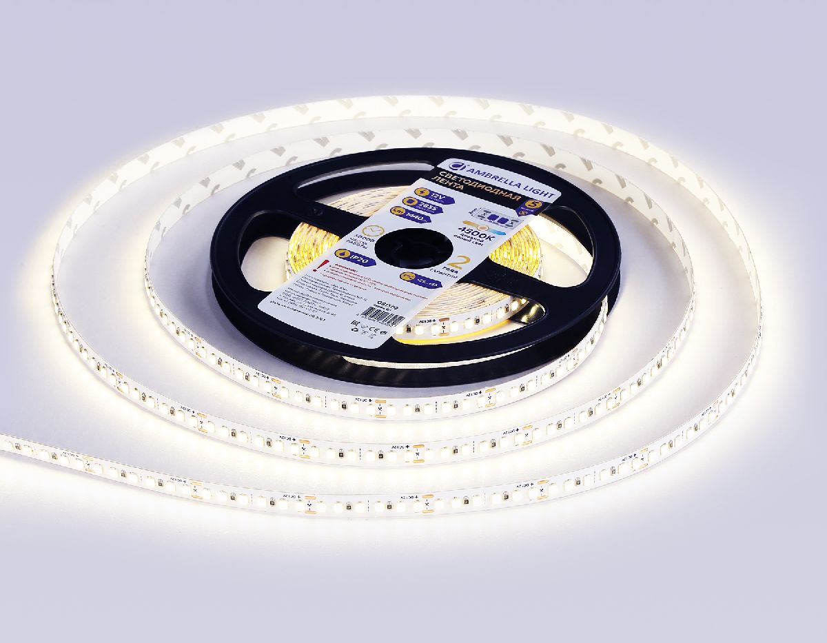 Светодиодная лента Ambrella Light Led Strip 12V Illumination 2835 14,4Вт/м 4500K 5м IP20 GS1312