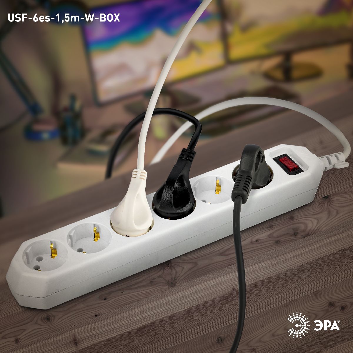 Сетевой фильтр Эра USF-6es-1,5m-W-BOX Б0037260