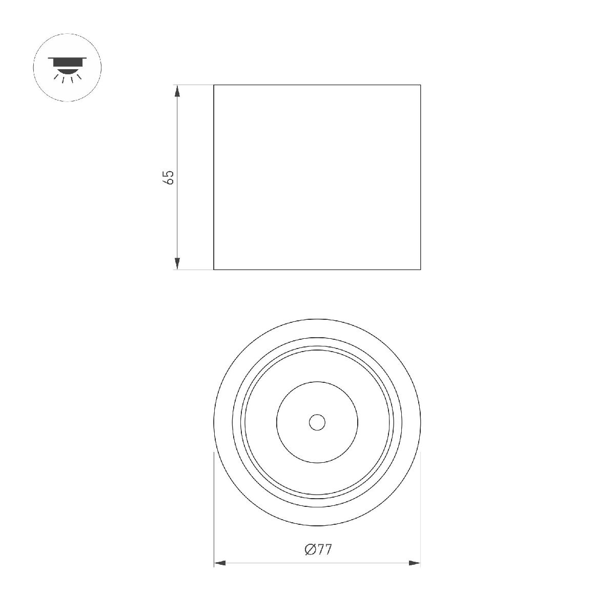 Накладной светильник Arlight SP-DICE-R77-10W Warm3000 (WH, 24 deg, 230V) 046627