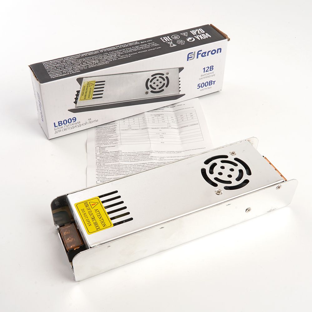 Трансформатор для светодиодной ленты Feron LB009 500Вт 12В IP20 48009