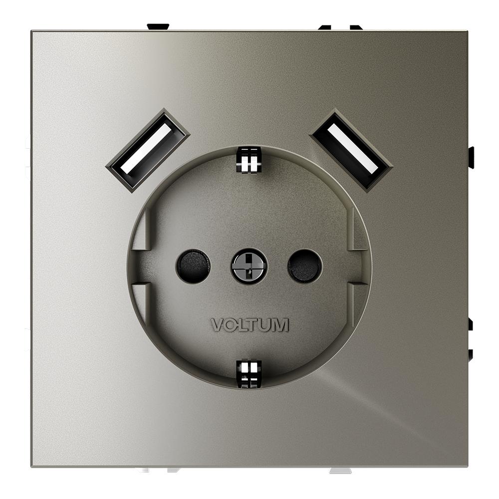 Розетка с USB, А+А Voltum S70 VLS040404 (шелк)