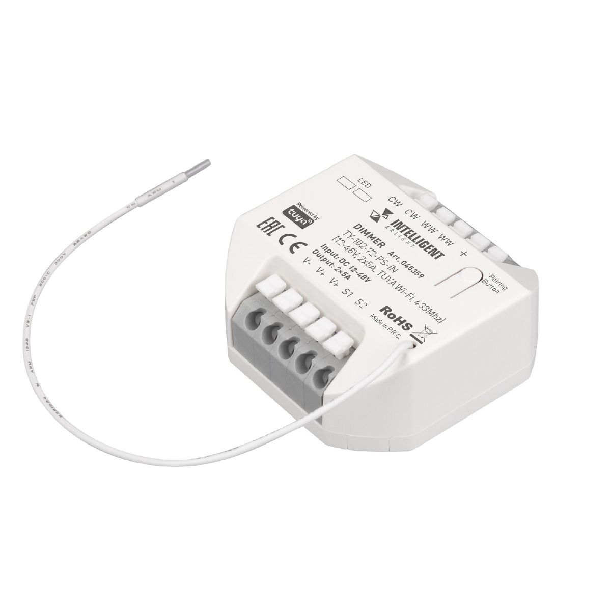 Диммер Arlight TY-102-72-PS-IN (12-48V, 2x5A, TUYA Wi-Fi, 433Mhz) 045359