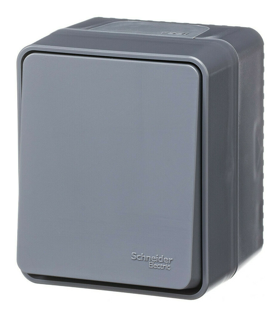 Выключатель кнопочный 1-клавишный 10 АХ Systeme Electric AtlasDesign Profi54 Наруж Антрацит ATN544015