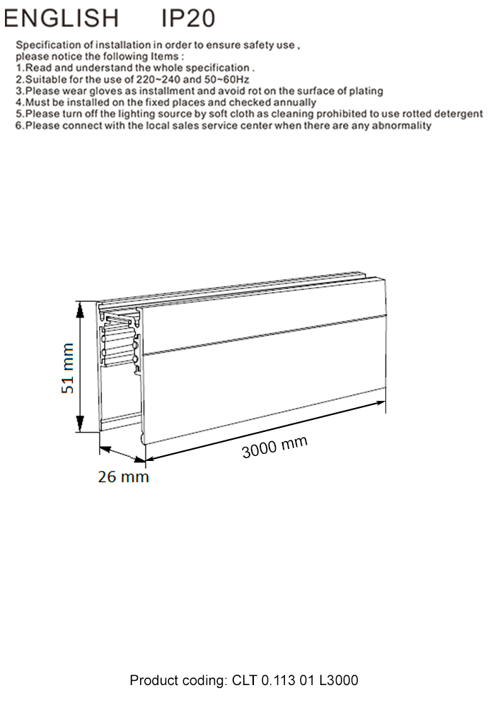 Шинопровод магнитный накладной Crystal Lux Space CLT 0.113 01 L3000 WH