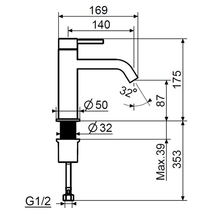 Plumberia Selection IXO Смеситель для раковины, на 1 отв, цвет: золото брашированное
