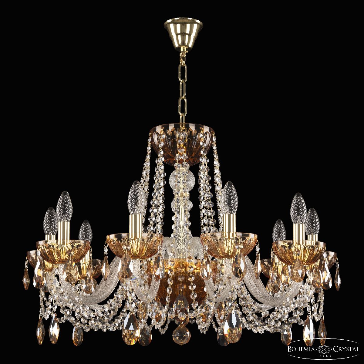 Подвесная люстра Bohemia Ivele Crystal 5402/10/240 G Amber/M-1H K721