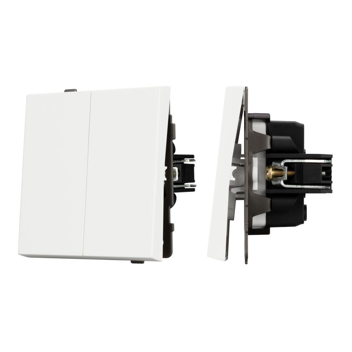 Механизм выключателя двухклавишный непроходной Arlight SWT-TENDO-MK02-SFPL-WH (230V, 10A) 054547