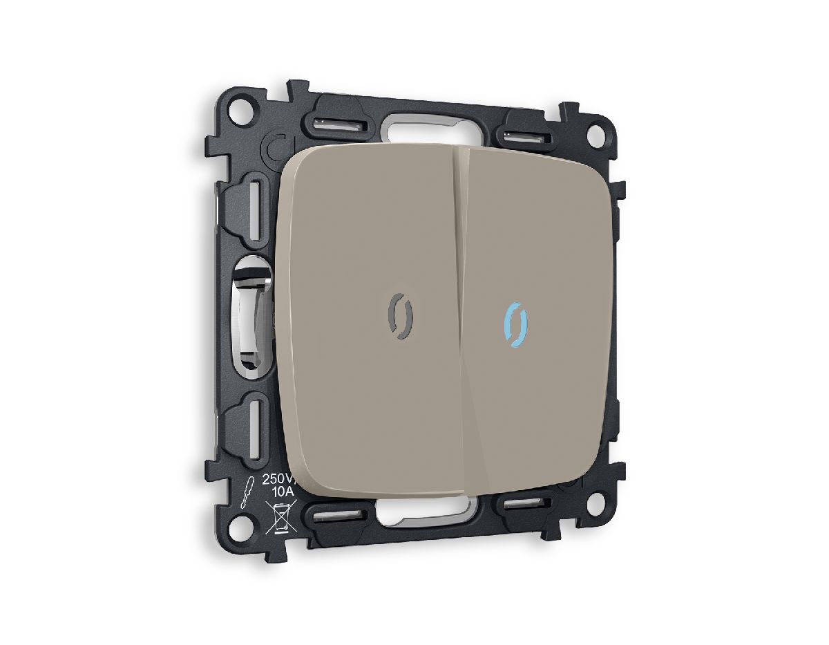 Комплект механизма 2-кл выключателя с подсветкой Ambrella Volt Omega MO364020
