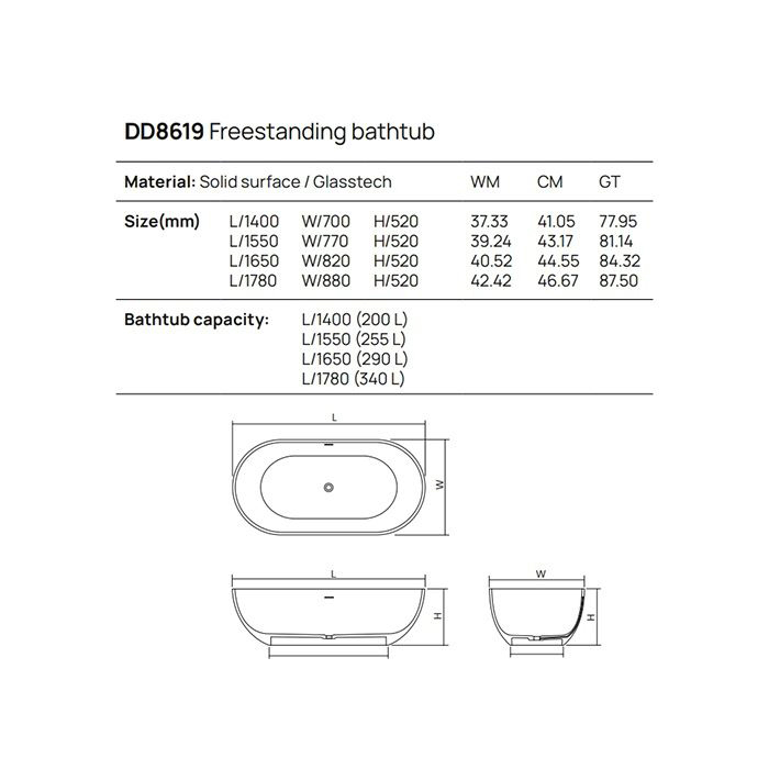 Dea Design Shadow Ванна 165х82х52см., отдельностоящая, Glasstech, прозрачная смола, цвет: Smoky Black R4
