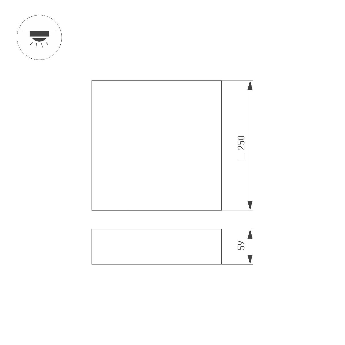 Потолочный светильник Arlight IM-QUADRO-EMERGENCY-3H-S250x250-28W Day4000 (WH, 120 deg, 230V) 041005