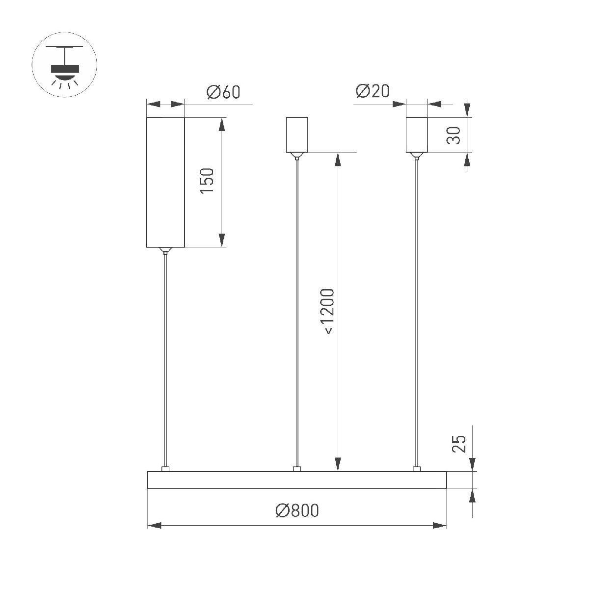 Подвесной светильник Arlight SP-CONGO-MULT-1-R800-42W Warm3000 (BK, 120 deg, 230V) 046247