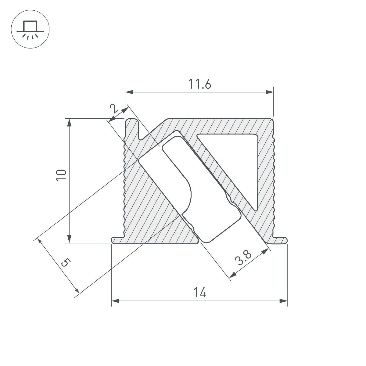 Алюминиевый профиль Arlight SL-BEVEL-H10-F14-2000 ANOD BLACK 044084