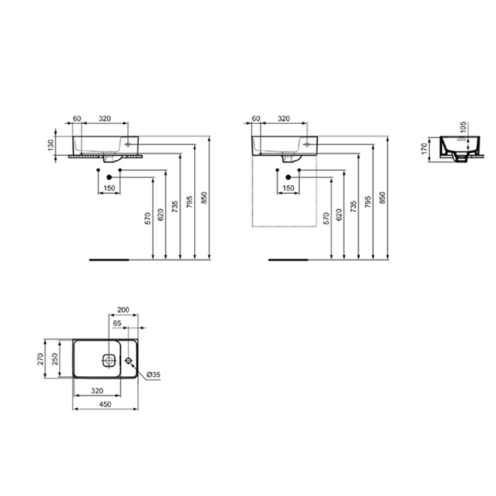 Ideal Standard Strada II Раковина 45x27см., накладная, 1 отв., цвет: белый