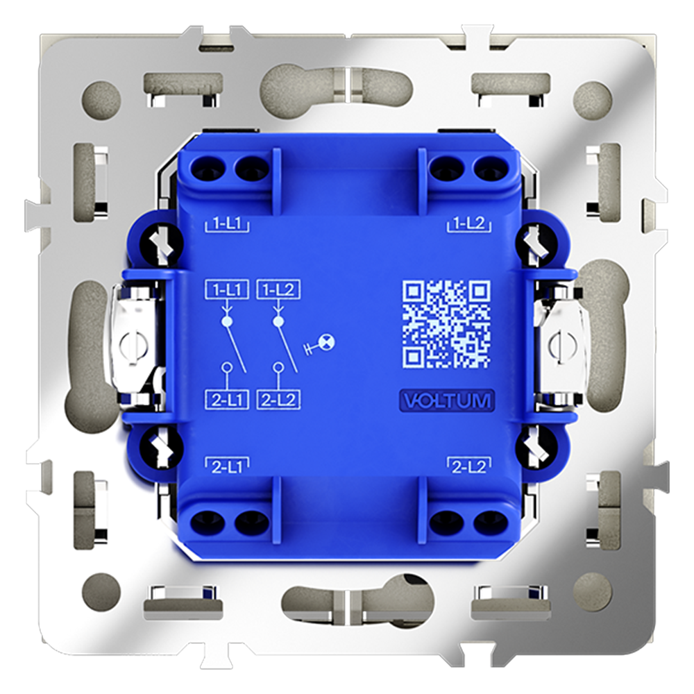 Выключатель двухклавишный с подсветкой Voltum S70 VLS020205 (сталь)