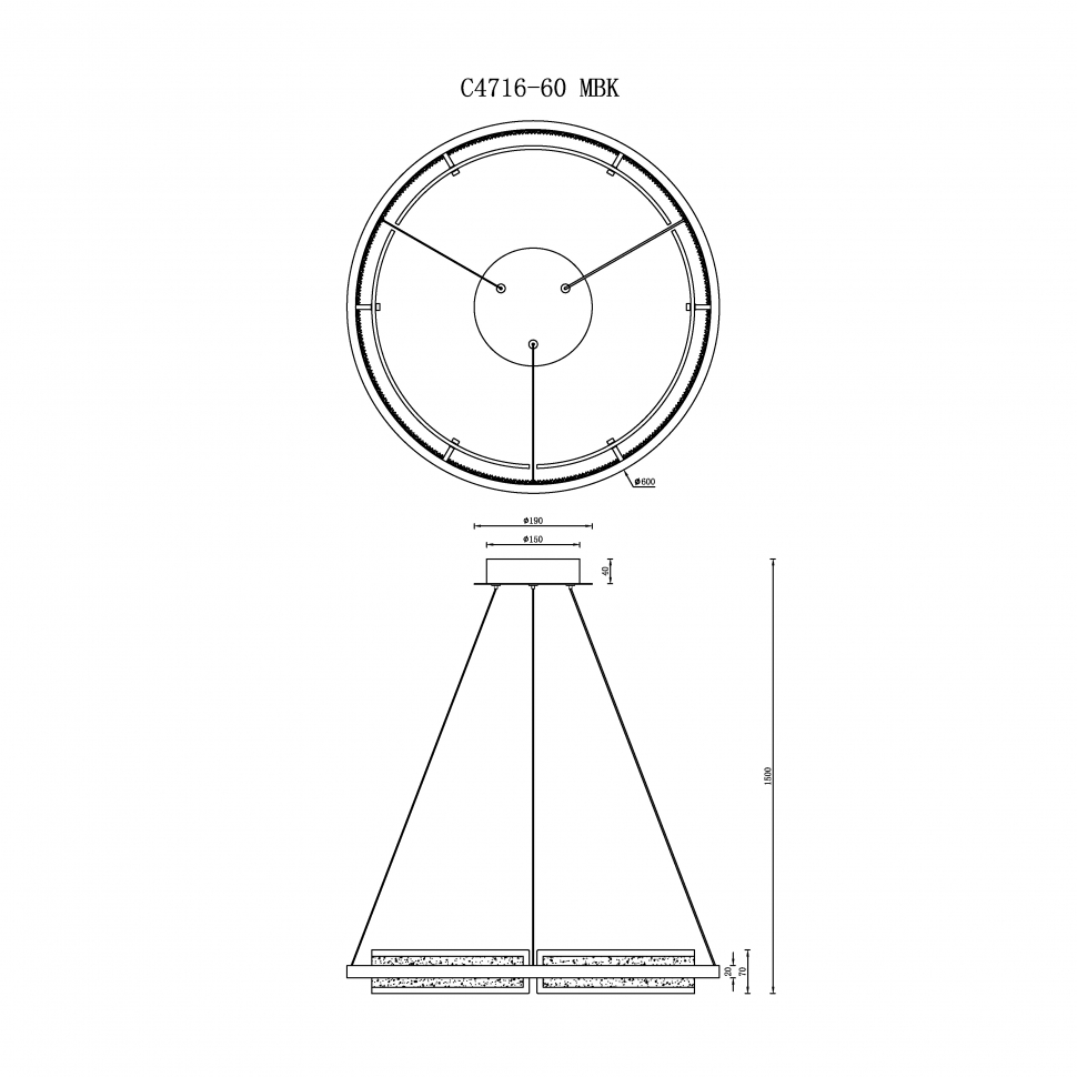Подвесная люстра iLedex Meridian C4716-60 MBK
