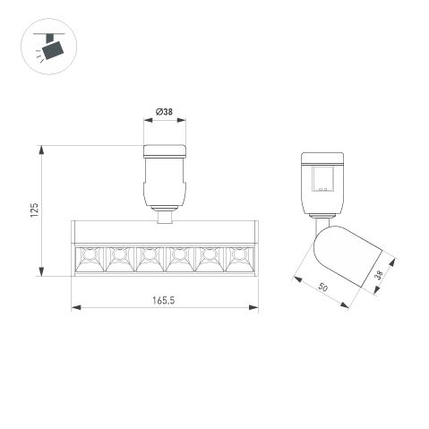 Трековый светильники Arlight ART-APRIORI-LASER-TURN-L165-8W Warm3000 047783