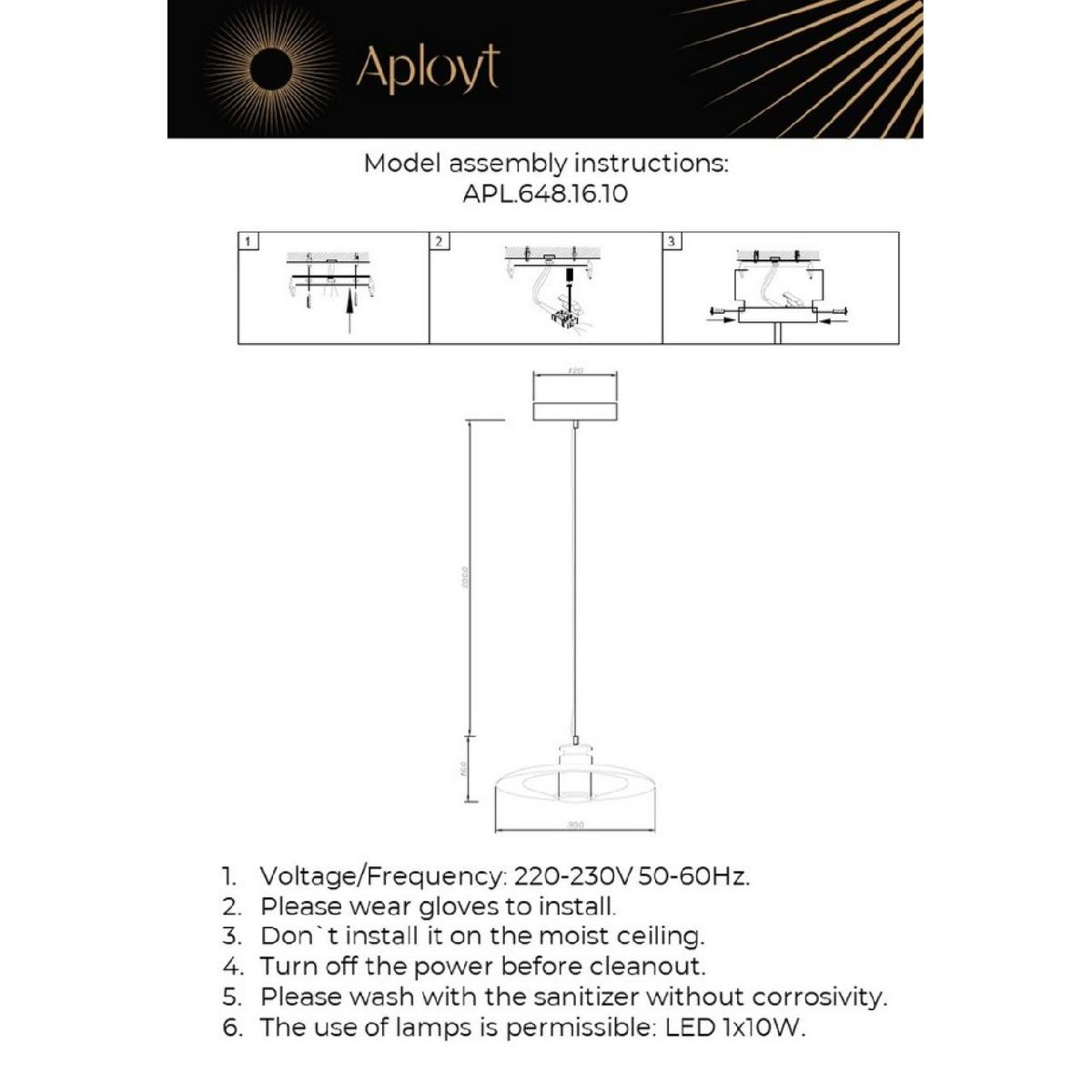 Подвесной светильник Aployt Stefa APL.648.16.10