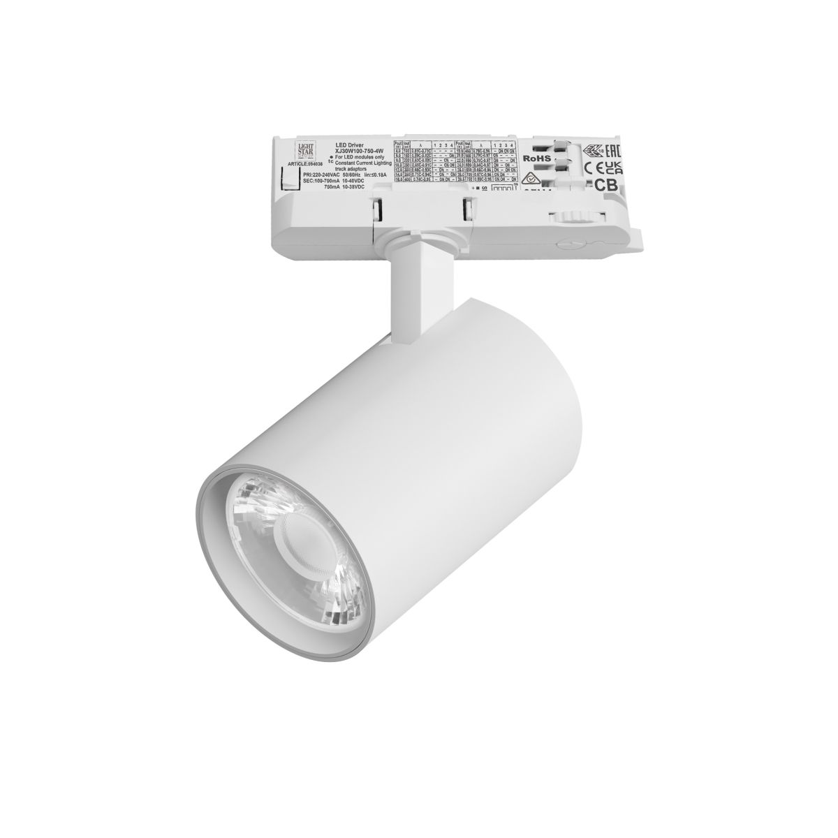 Трековый трехфазный светильник Quattro LED 15G с адаптером Lightstar Alta Base A5246QT15G (215246 + 594036 + 215201)