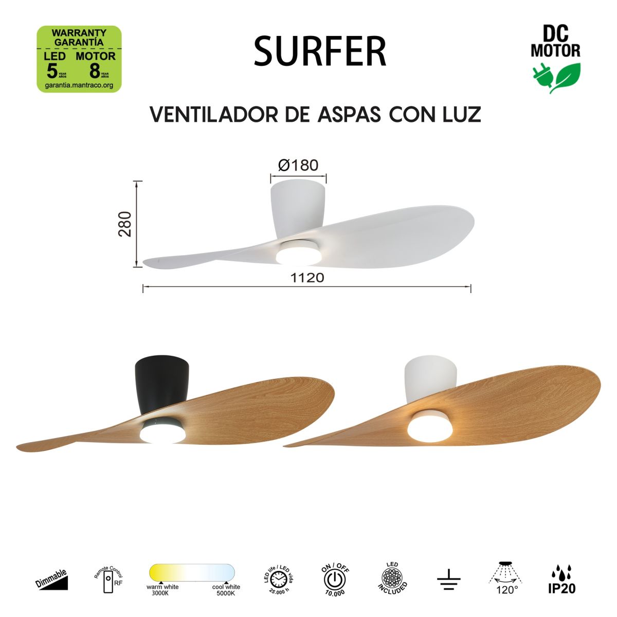 Люстра-вентилятор Mantra Surfer 9476