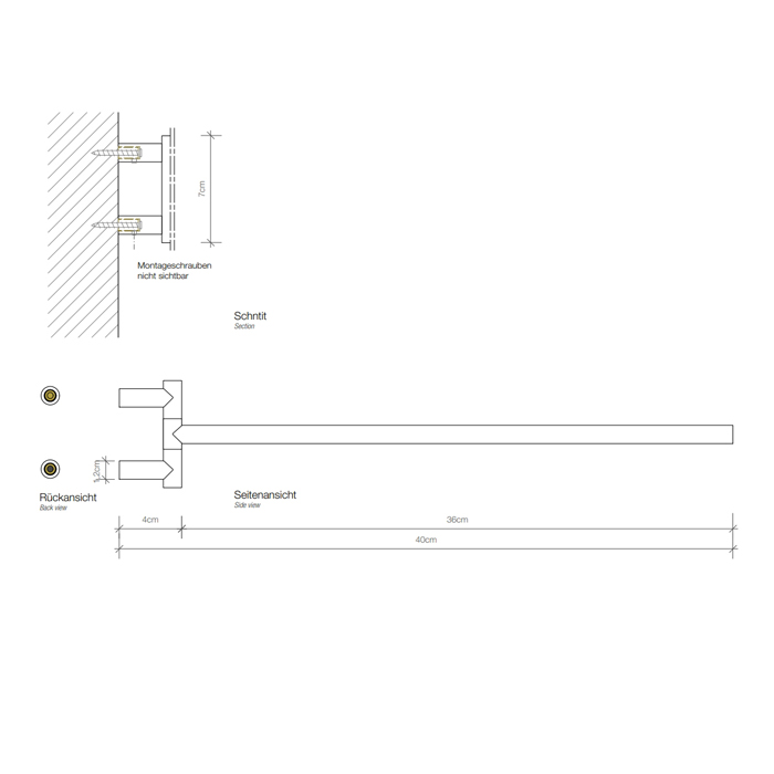 Decor Walther Mikado HTH1 Полотенцедержатель поворотный 40см, подвесной, цвет: золото