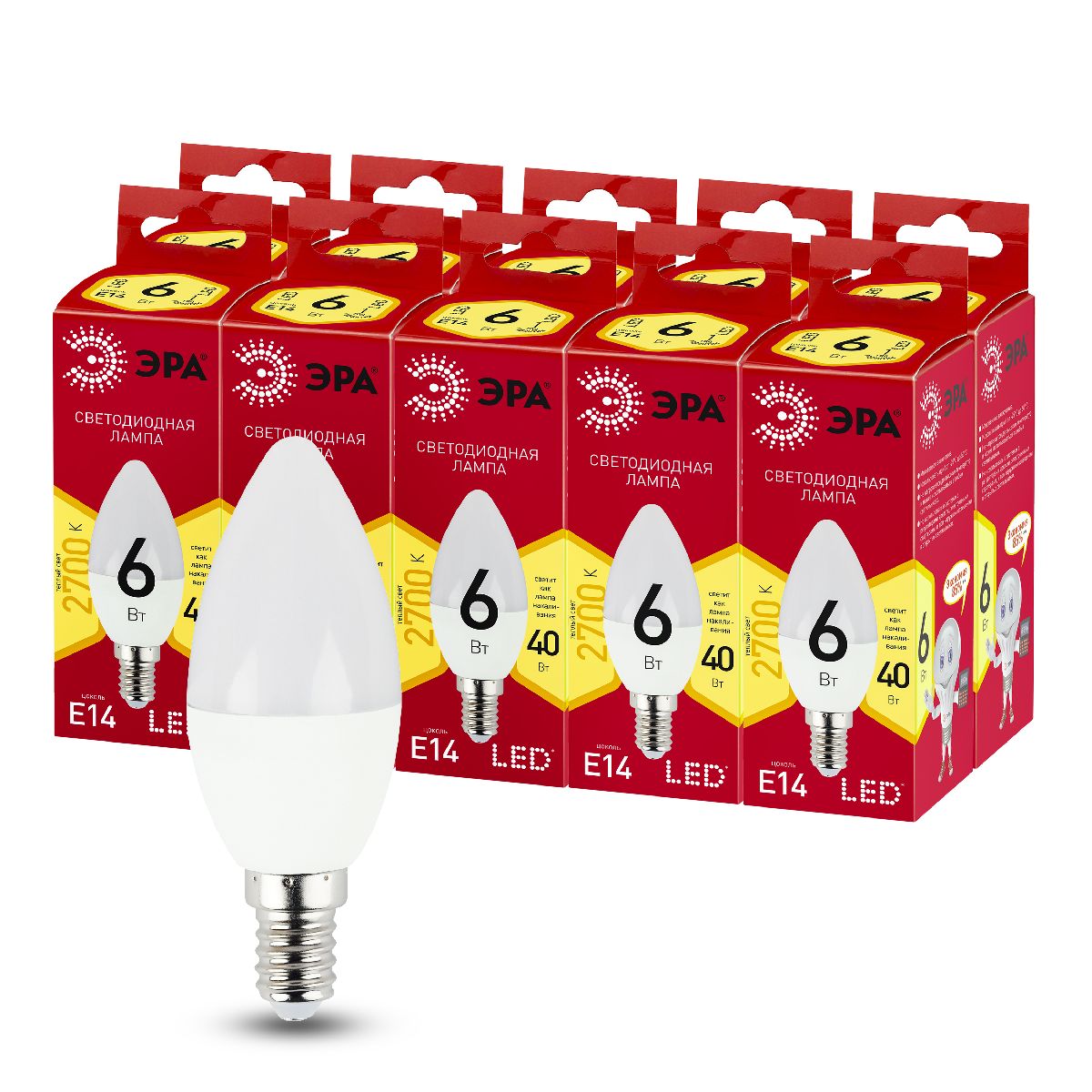 Лампа светодиодная Эра E14 6W 2700K LED B35-6W-827-E14 R Б0052383