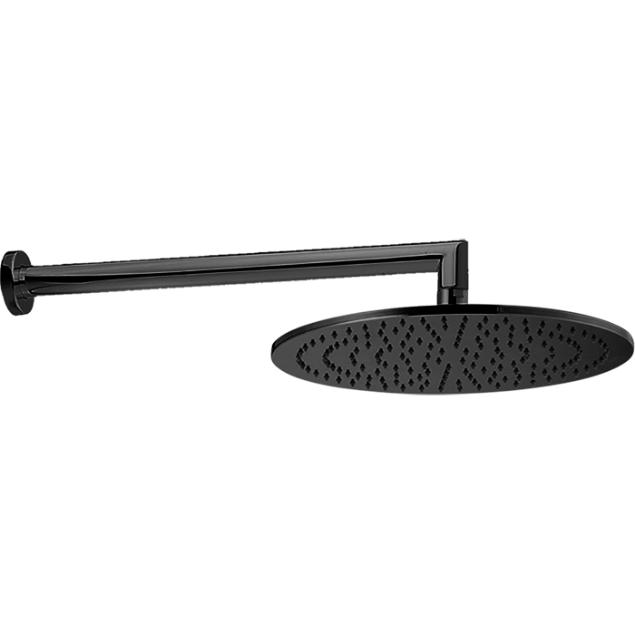 CISAL Shower Верхний душ D300 мм с настенным держателем L400 мм, цвет: черный матовый