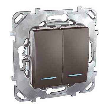 Выключатель двухклавишный с подсветкой Schneider Electric Unica MGU5.0101.12NZD