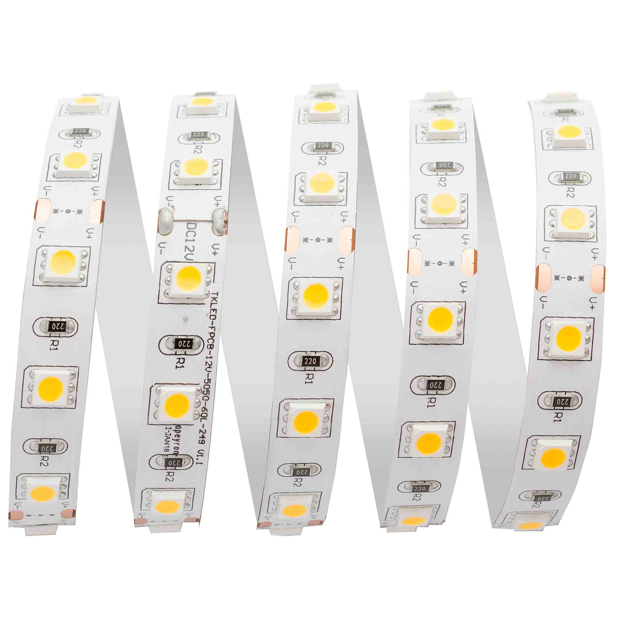 Светодиодная лента Apeyron 12В СТ 14,4Вт/м smd5050 60д/м IP20 700Лм/м 5м 3000К 16BL