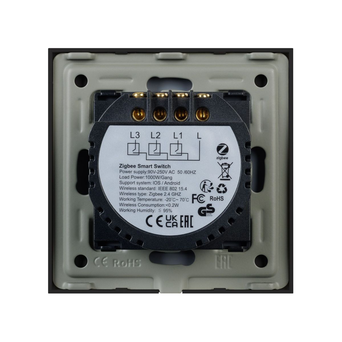 Выключатель сенсорный Arlight SWT-OMALI-S03-ZB-BK (250V, 10A, Zigbee) 050046