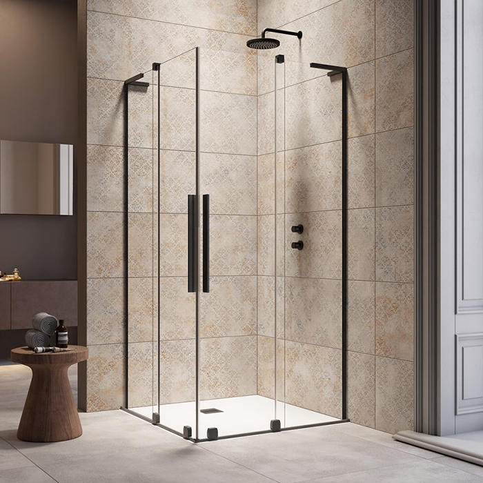 Radaway Furo SL KDD Душевая дверь 100см, раздвижная, правая, стекло прозрачное, покрытие Easy Clean, профиль: черный