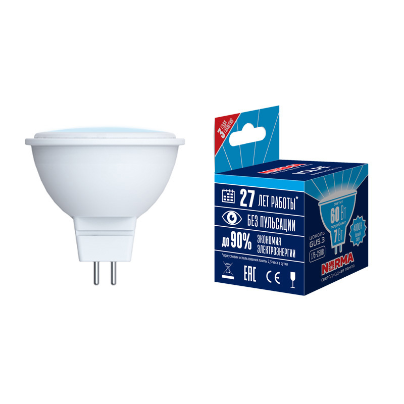Лампа светодиодная (UL-00003837) Volpe GU5.3 7W 4000K матовая LED-JCDR-7W/NW/GU5.3/NR