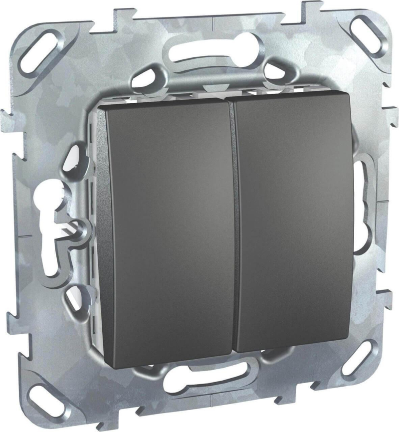 Переключатель двухклавишный Schneider Electric Unica 10AX 250V MGU5.213.12ZD